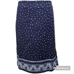 LOFT Size 16 Navy Blue White Polka Dot Tailored Pencil Skirt NEW Business Casual